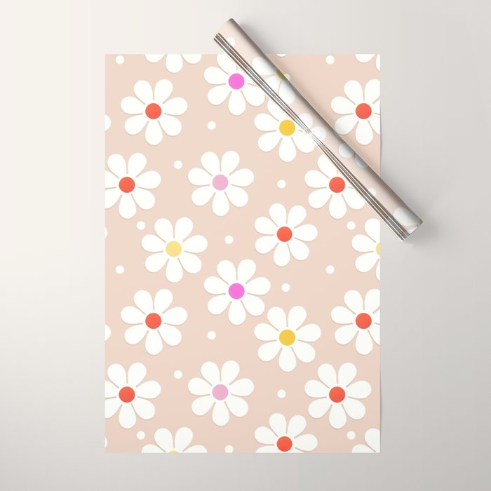 Seventies Daisies Pattern Wrapping Paper