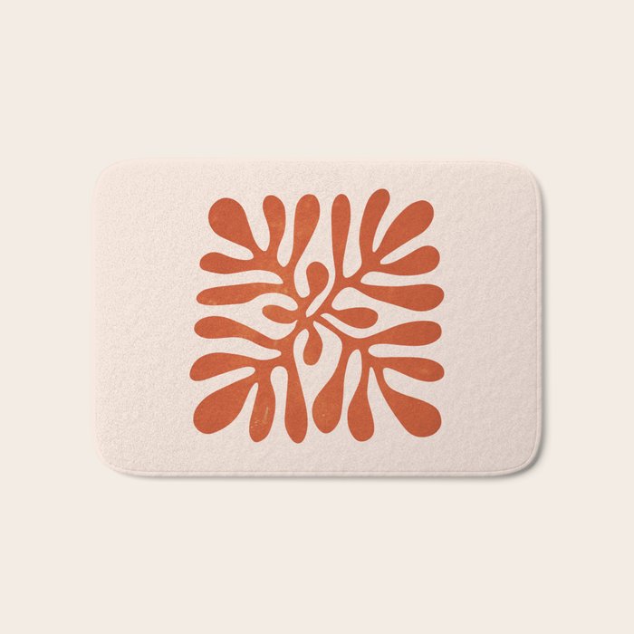 Nature Leaf Cutouts Iii: Terracotta Edition | Mid-Century Henri Matisse Series Bath Mat