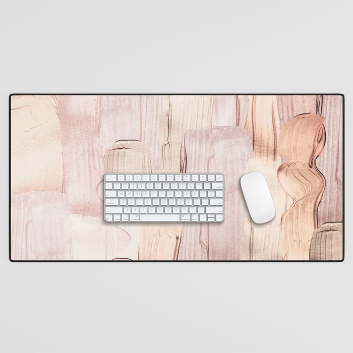 Shiny Metal Copper Hand Drawn Strokes Desk Mat