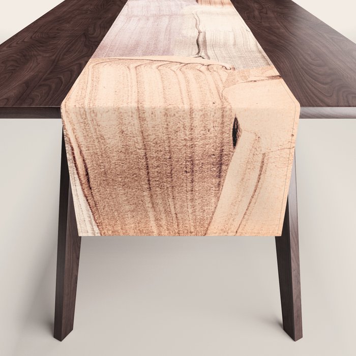 Shiny Metal Copper Hand Drawn Strokes Table Runner