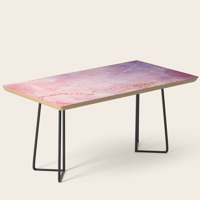 Blush And Purple Sky With Rose Gold Flashes Coffee Table
