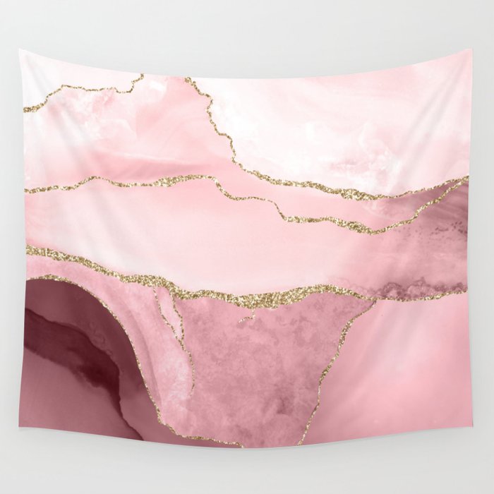 Blush Marble Art Landscape Wall Tapestry