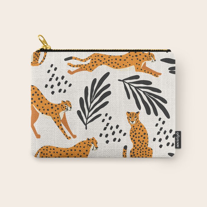 Cheetahs Pattern On White Carry All Pouch