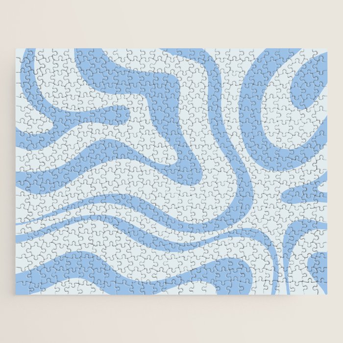 Soft Liquid Swirl Abstract Pattern Square In Powder Blue Jigsaw Puzzle