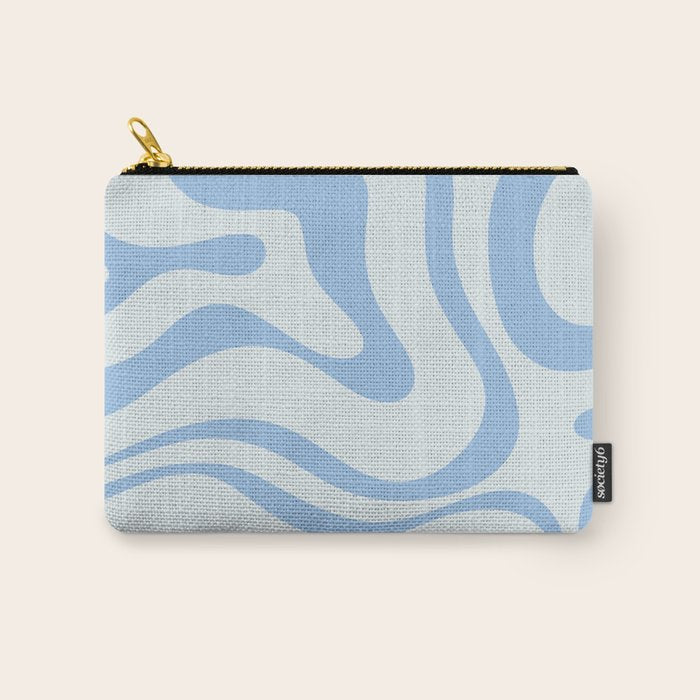 Soft Liquid Swirl Abstract Pattern Square In Powder Blue Carry All Pouch
