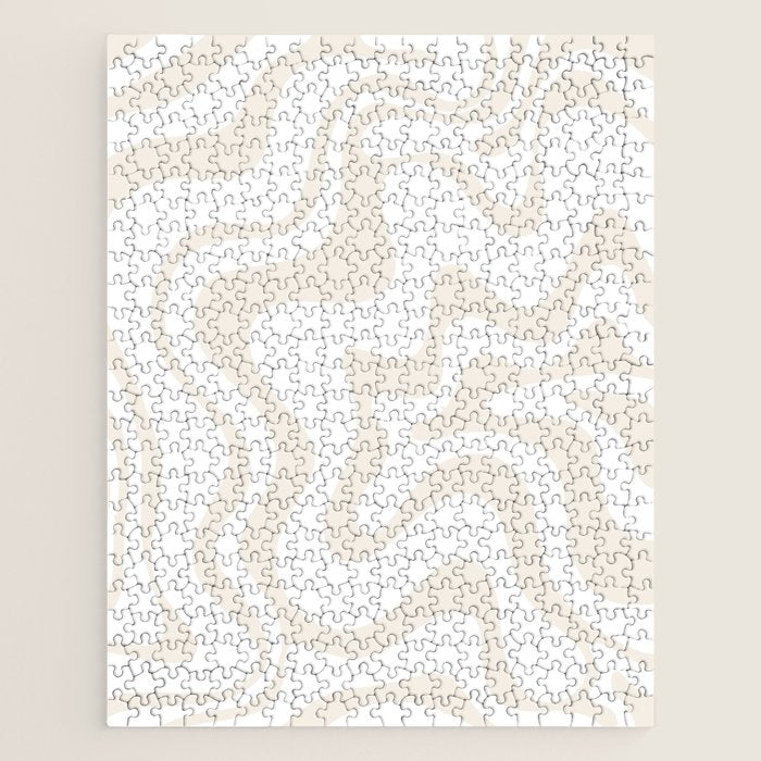 Liquid Swirl Abstract Pattern In Pale Beige And White Jigsaw Puzzle