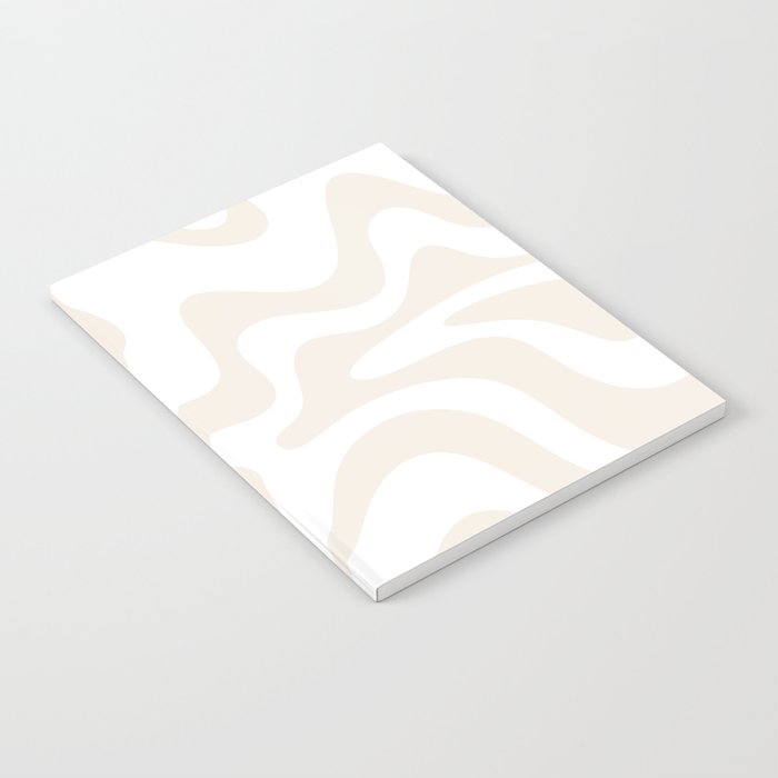 Liquid Swirl Abstract Pattern In Pale Beige And White Notebook