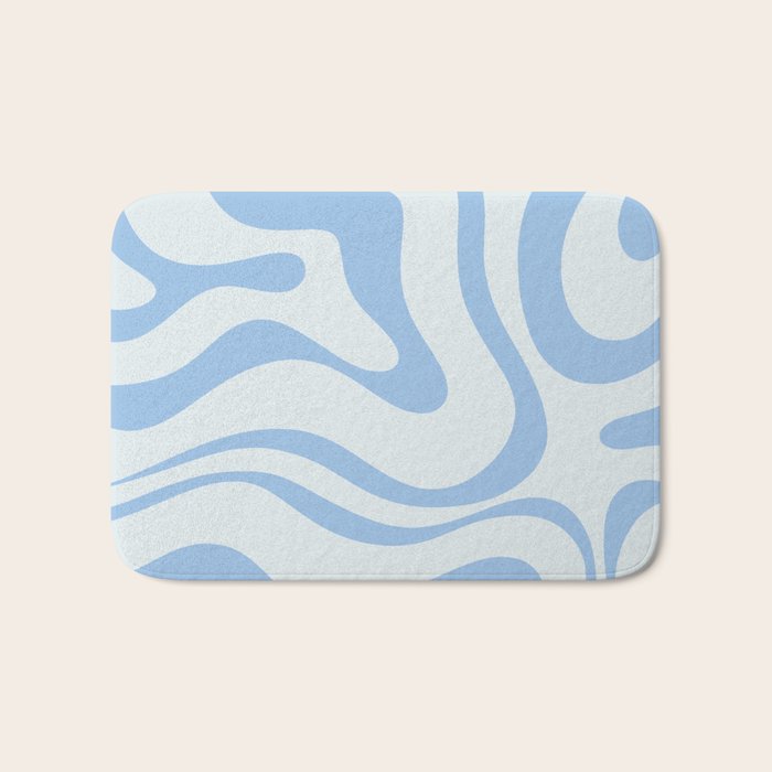 Soft Liquid Swirl Abstract Pattern Square In Powder Blue Bath Mat