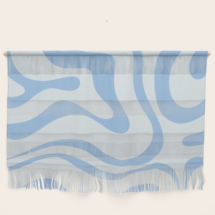 Soft Liquid Swirl Abstract Pattern Square In Powder Blue Wall Hanging