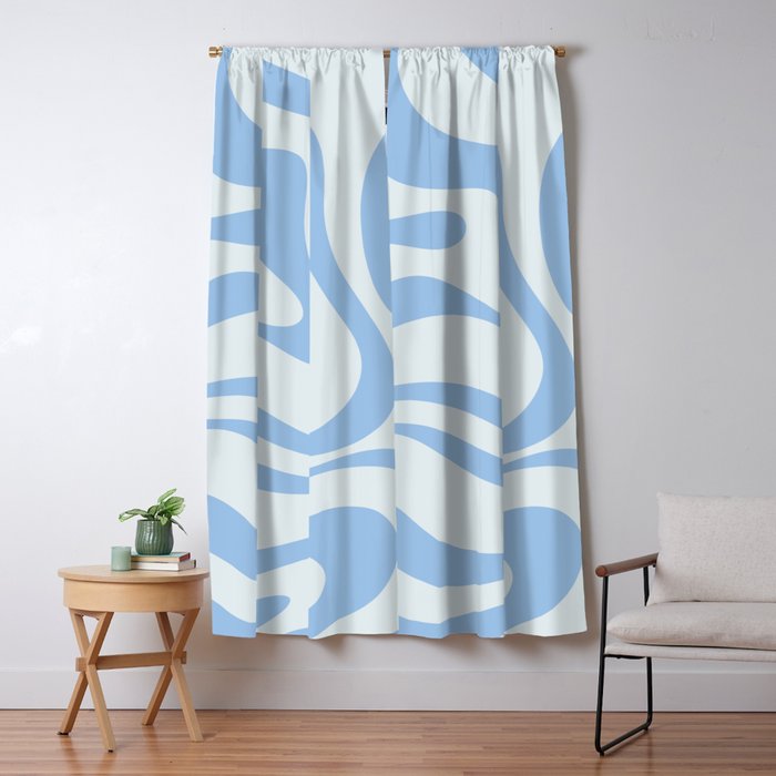 Soft Liquid Swirl Abstract Pattern Square In Powder Blue Window Curtain