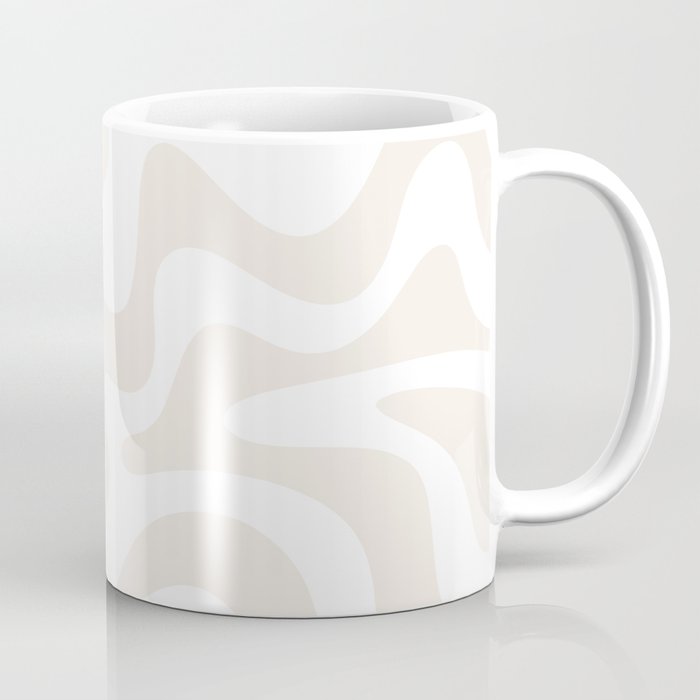 Liquid Swirl Abstract Pattern In Pale Beige And White Coffee Mug