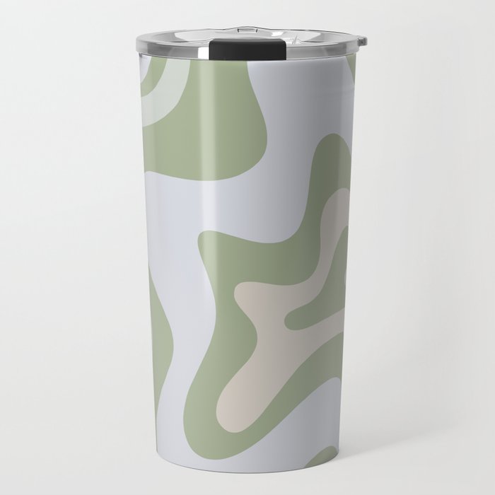 Liquid Swirl Contemporary Abstract Pattern In Light Sage Green Travel Mug