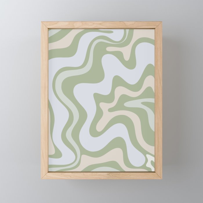 Liquid Swirl Contemporary Abstract Pattern In Light Sage Green Mini Art Print