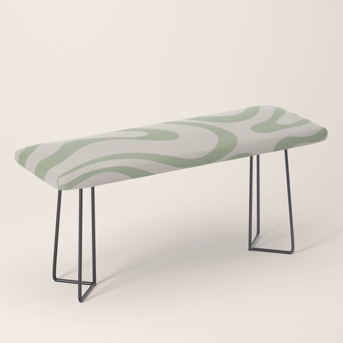 Liquid Swirl Abstract Pattern In Almond And Sage Green Bench