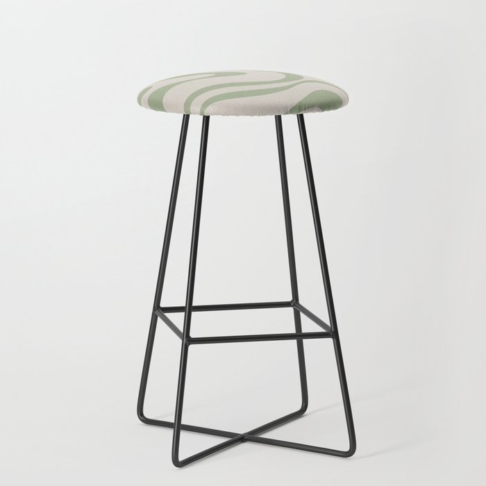 Liquid Swirl Abstract Pattern In Almond And Sage Green Stool