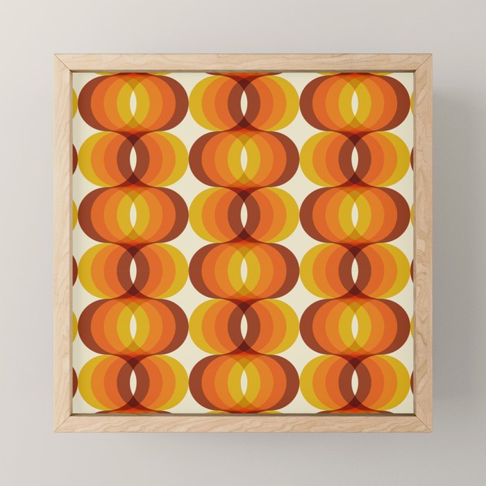 Orange, Brown, And Ivory Retro 1960s Wavy Pattern Mini Art Print