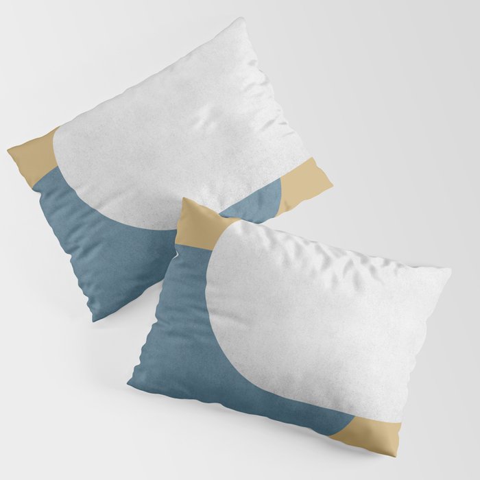 Halfmoon Colorblock - White Blue On Gold Pillow Sham