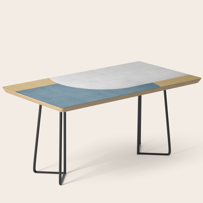 Halfmoon Colorblock - White Blue On Gold Coffee Table