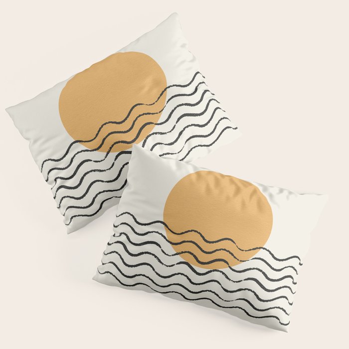Ocean Wave Gold Sunrise - Mid Century Style Pillow Sham