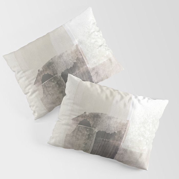 Beige And Brown Minimalist Abstract Painting Pillow Sham