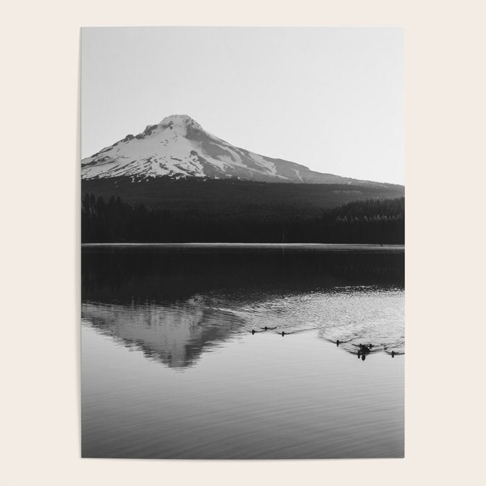 Wild Mountain Sunrise - Black And White Nature Photography Poster