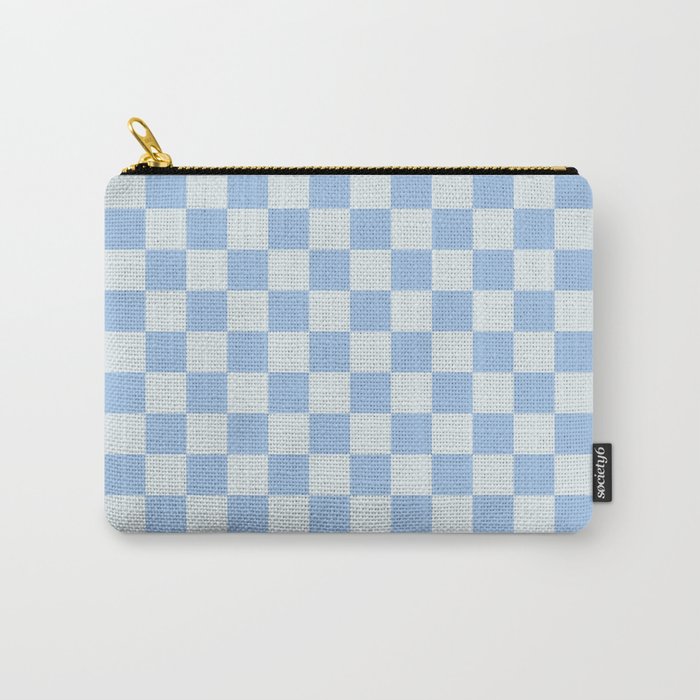 Checkerboard Mini Check Pattern In Powder Blue Carry All Pouch