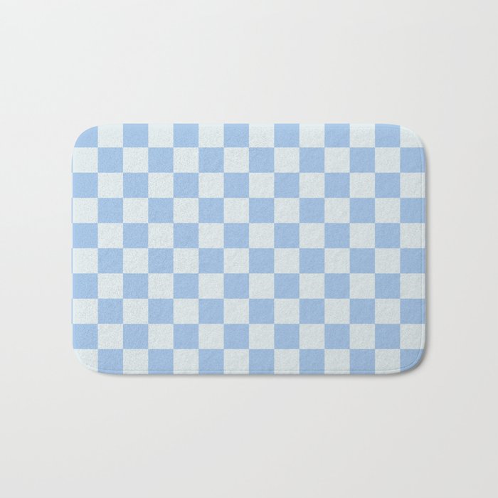 Checkerboard Mini Check Pattern In Powder Blue Bath Mat