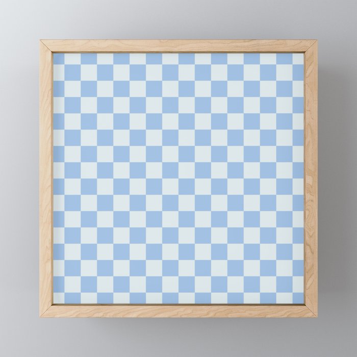 Checkerboard Mini Check Pattern In Powder Blue Mini Art Print