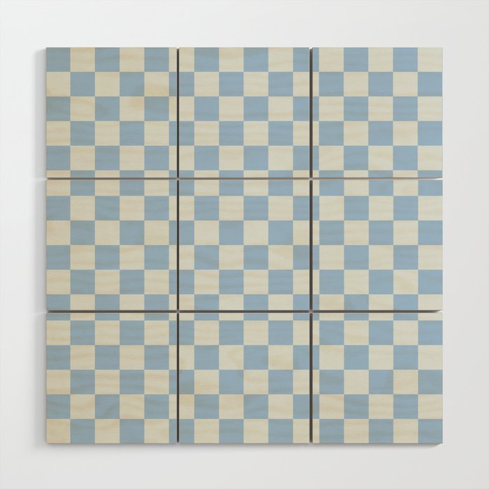 Checkerboard Mini Check Pattern In Powder Blue Wood Wall Art