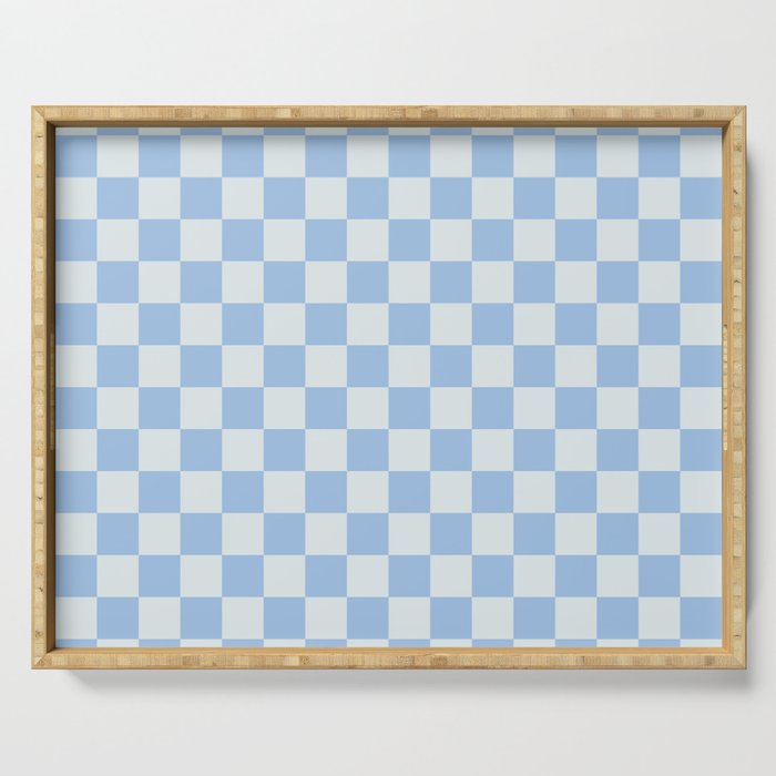 Checkerboard Mini Check Pattern In Powder Blue Serving Tray