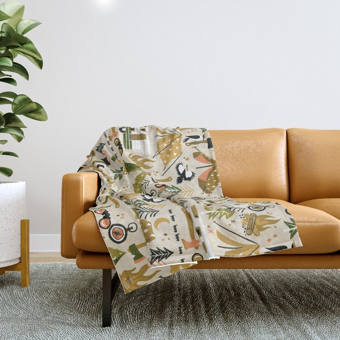 Camping Kit - Olive Palette Throw Blanket