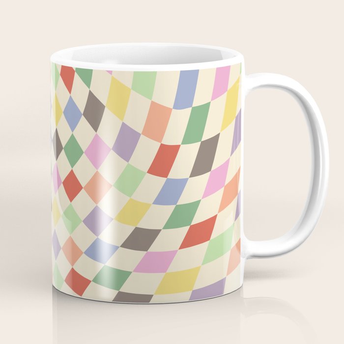Colorful Checkered Swirl Pattern Coffee Mug