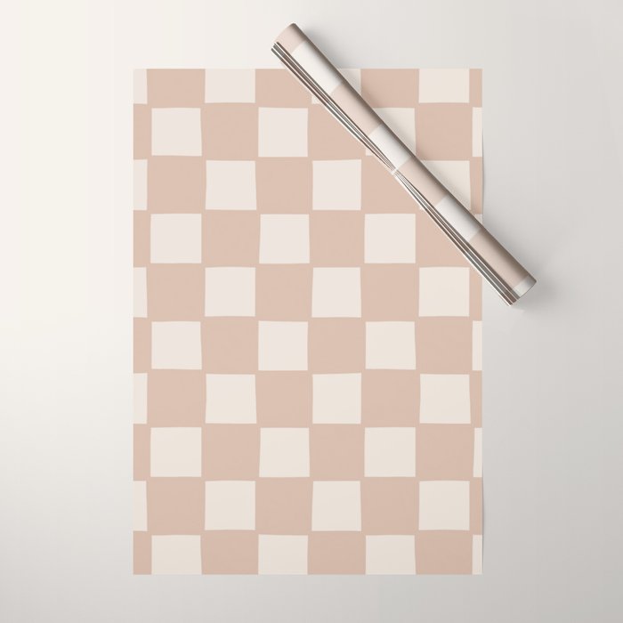 Playful Check In Sandy Beige Wrapping Paper
