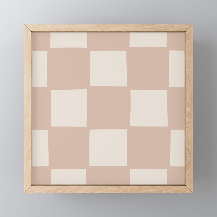 Playful Check In Sandy Beige Mini Art Print
