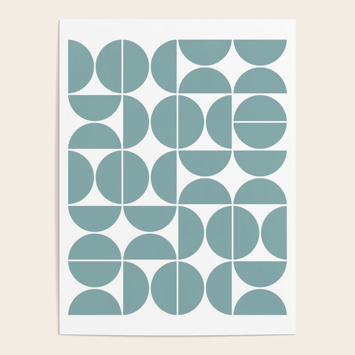 Mid Century Modern Geometric 04 Glass Blue Poster