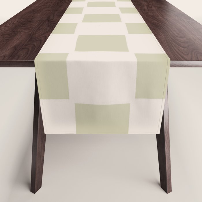 Playful Check In Olive Green Table Runner