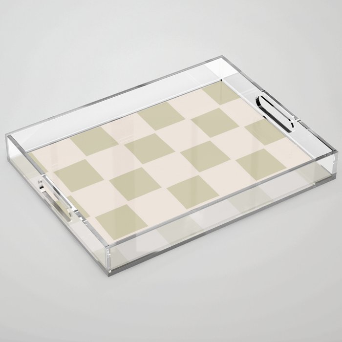 Playful Check In Olive Green Acrylic Tray