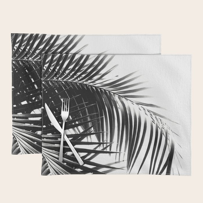 Palm Leaves Black & White Vibes #3 #Tropical #Decor #Art #Homestorie Placemat