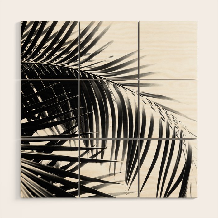 Palm Leaves Black & White Vibes #3 #Tropical #Decor #Art #Homestorie Wood Wall Art