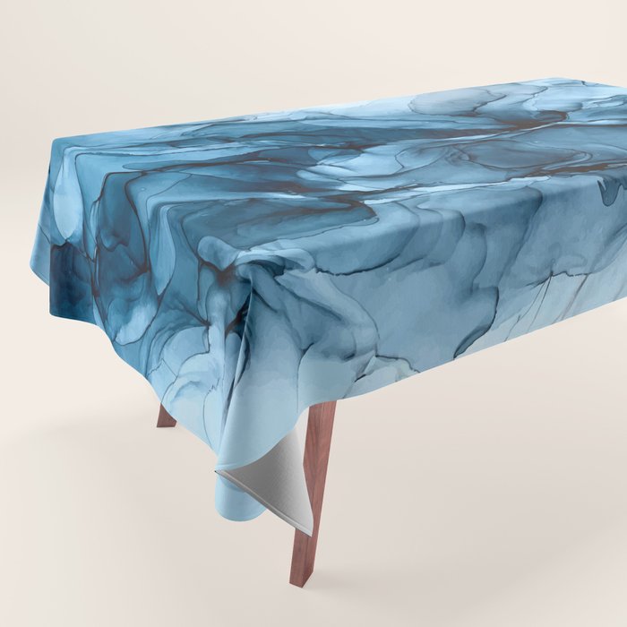 Deep Blue Flowing Water Abstract Painting Tablecloth
