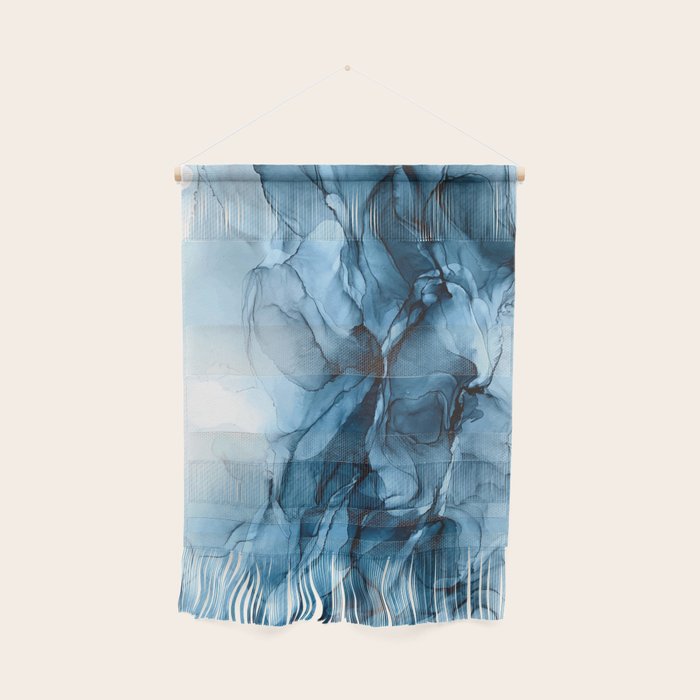 Deep Blue Flowing Water Abstract Painting Wall Hanging