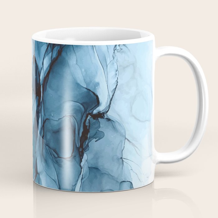 Deep Blue Flowing Water Abstract Painting Coffee Mug