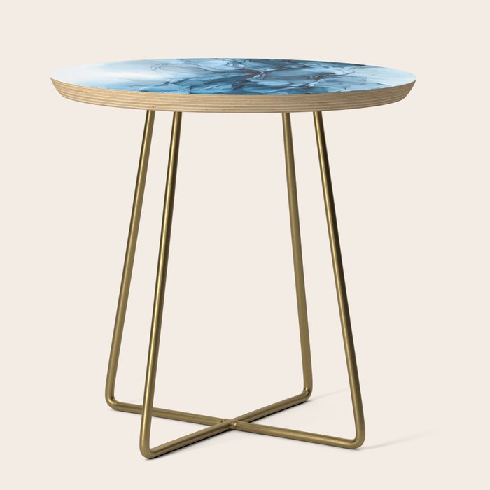 Deep Blue Flowing Water Abstract Painting Side Table