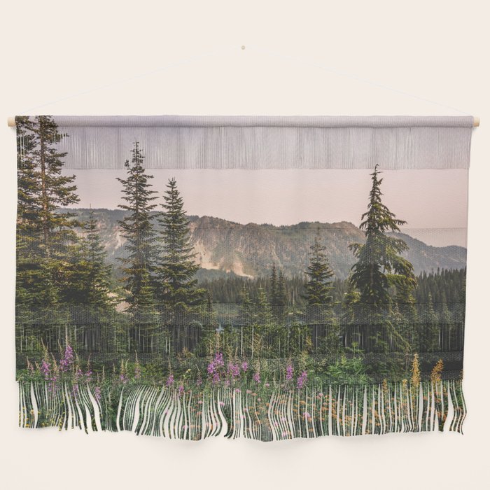Mount Rainier Wildflower Adventure - National Park Wanderlust Wall Hanging