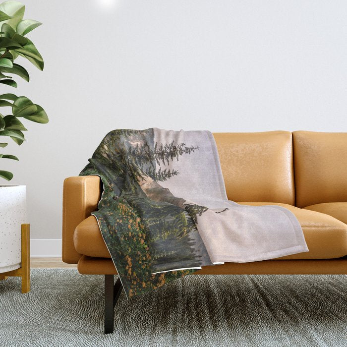 Mount Rainier Wildflower Adventure - National Park Wanderlust Throw Blanket