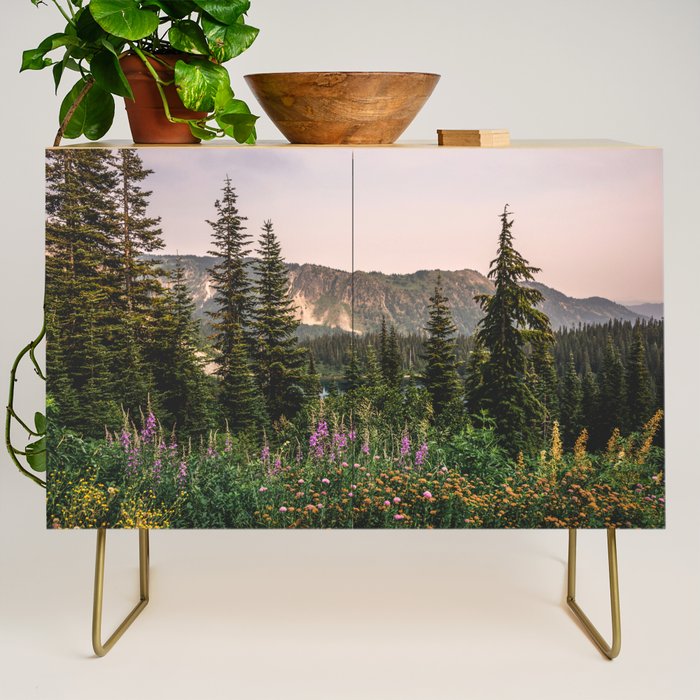 Mount Rainier Wildflower Adventure - National Park Wanderlust Credenza