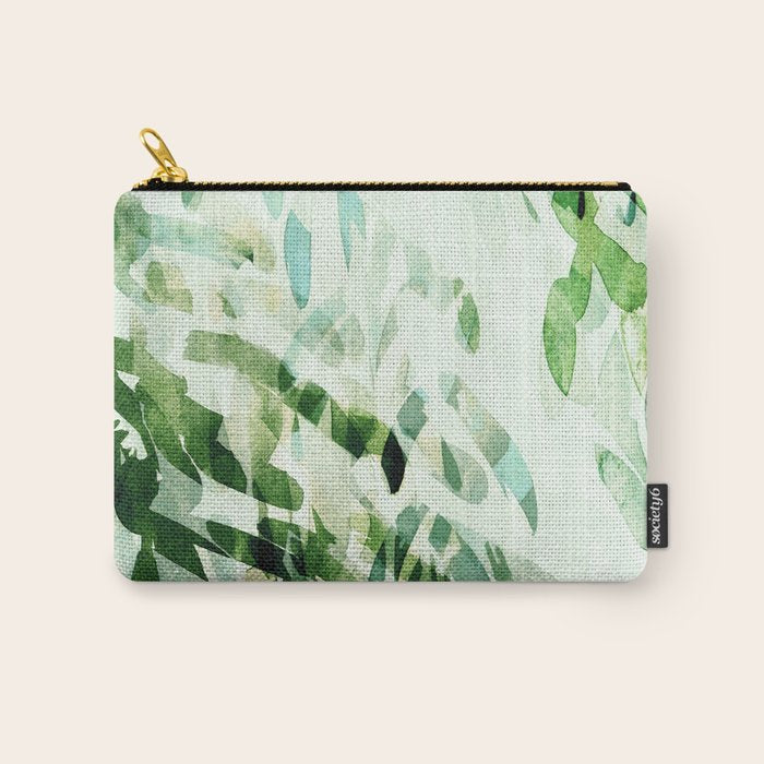 Fresh Summer Rain Abstract Watercolor Leaves Carry All Pouch