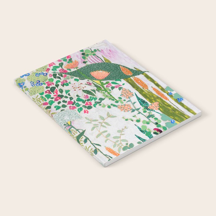 Painterly Floral Jungle On Pink And White Notebook