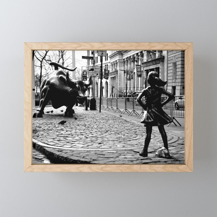 Fearless Girl And The Charging Bull Mini Art Print