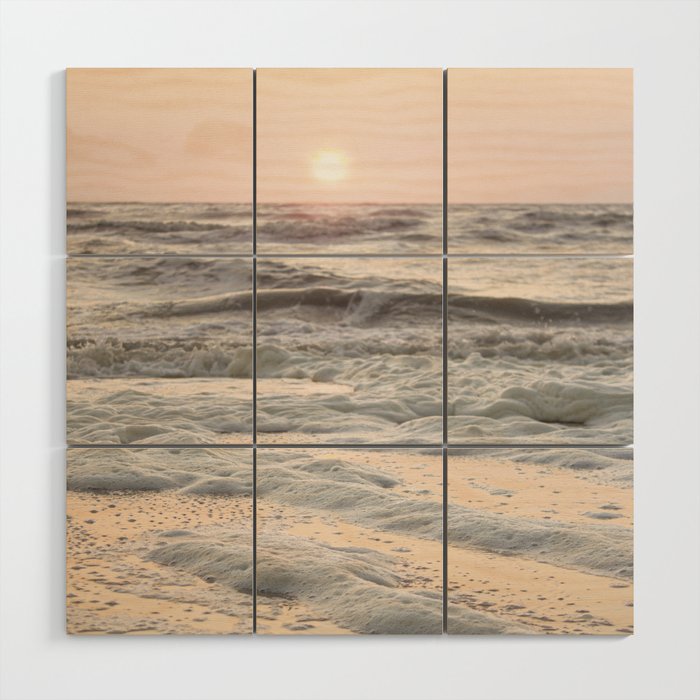 Pastel Tones Ocean In Holland Photo | Dutch Coast Seafoam And Waves Art Print | Travel Photography Wood Wall Art